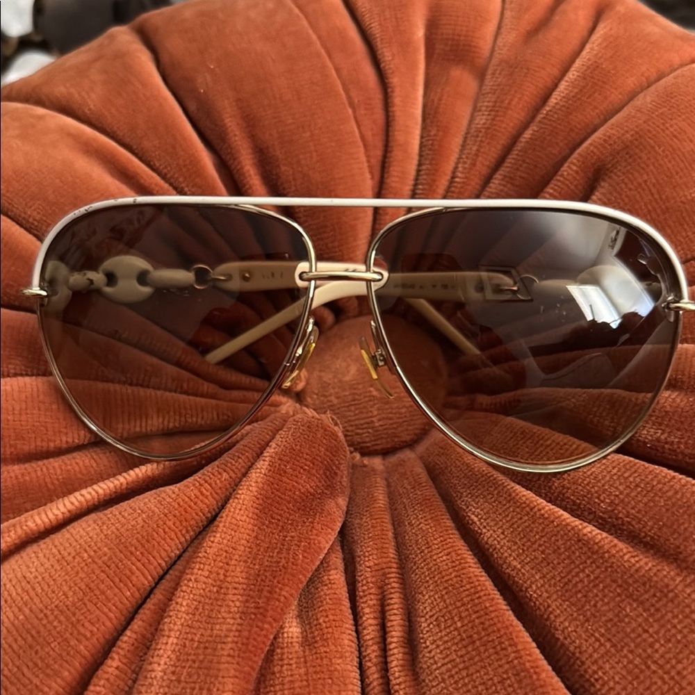 Gucci Gold Aviator Sunglasses with Gradient Lenses